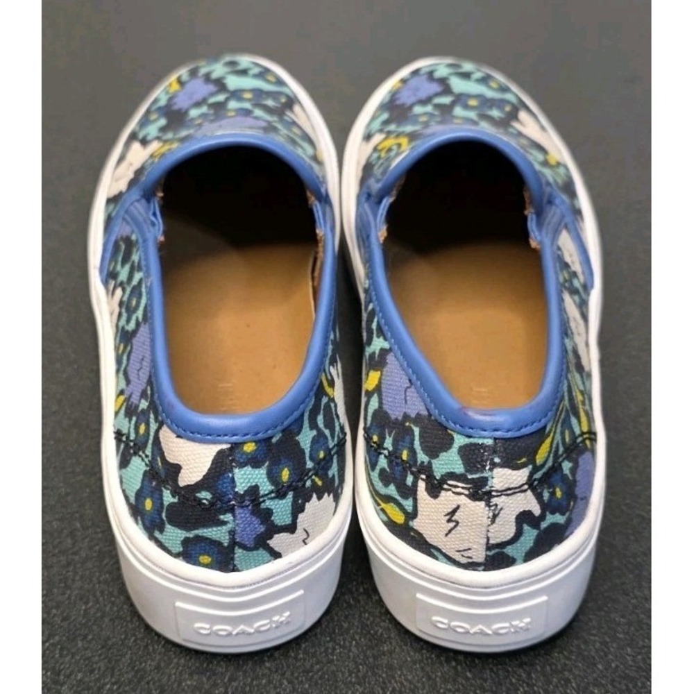 Coach Cameron Blue Floral Slip-on Sneakers Women 8B Shoe Platform Canvas Casual - Picture 4 of 7